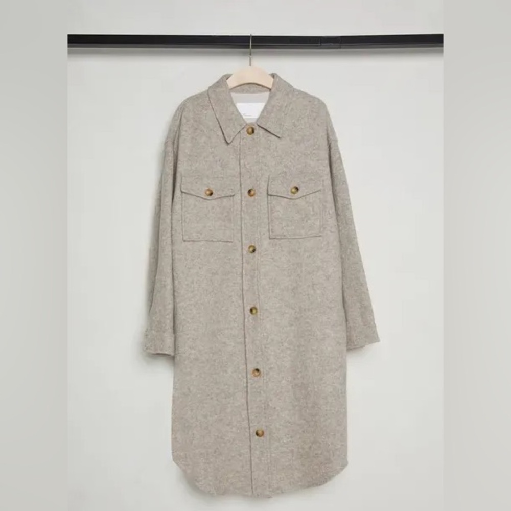 Midi length button up shacket